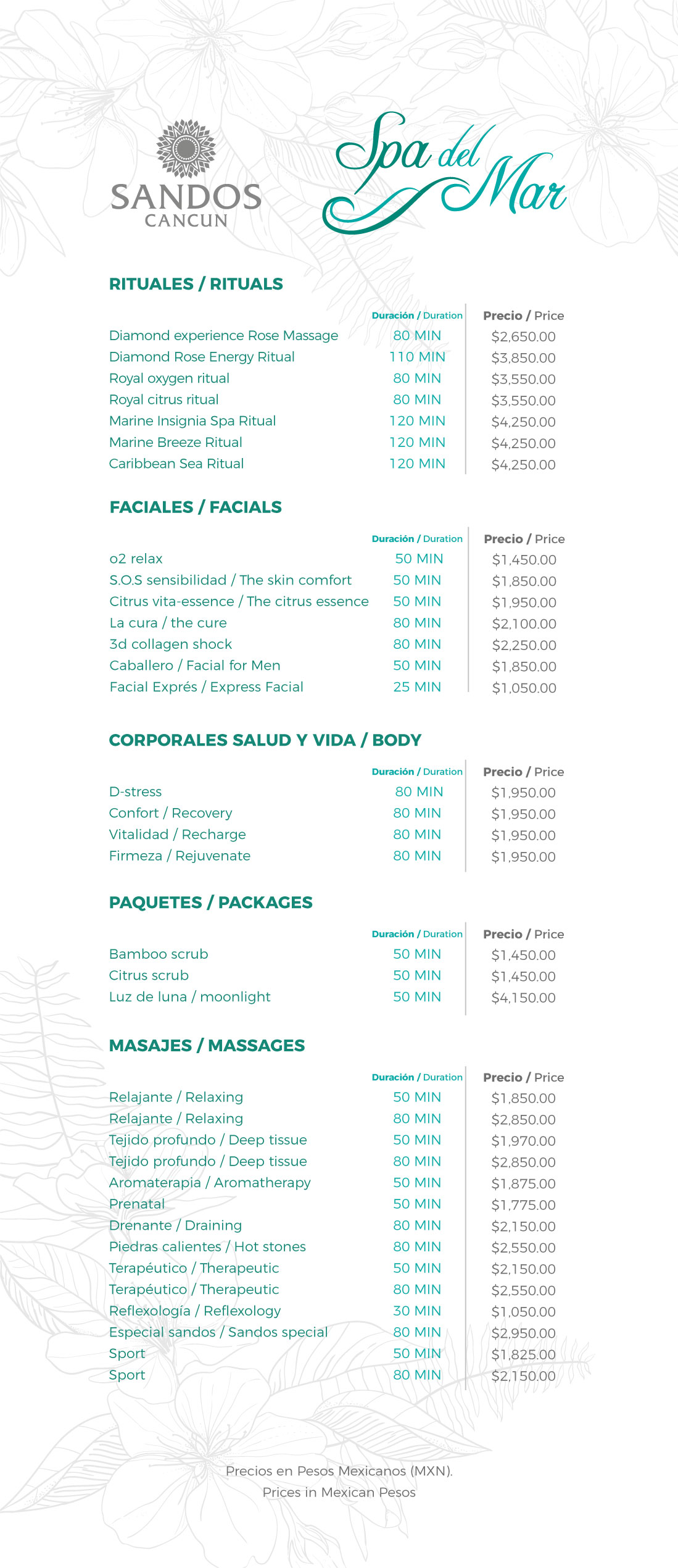 sandos playacar room service menu